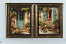 Load image into Gallery viewer, Steven Harvey Framed Wall Art Set Tuscan Door and Cafe Scene 25x31
