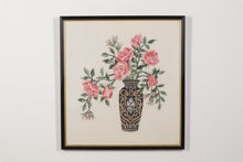 Load image into Gallery viewer, Crewel Stitched Roses in a Vase - 26&quot; x 28&quot;
