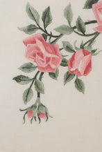 Load image into Gallery viewer, Crewel Stitched Roses in a Vase - 26&quot; x 28&quot;
