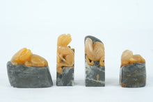 Load image into Gallery viewer, Chinese Stone Animal Seal Figurines Set Carved Foo Dog Lion Monkey
