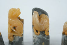 Load image into Gallery viewer, Chinese Stone Animal Seal Figurines Set Carved Foo Dog Lion Monkey
