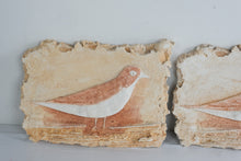 Load image into Gallery viewer, Pair Faux Stone Relief Bird Wall Plaques Rustic Mediterranean Cast Plaster Art 14 x 10
