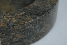 Load image into Gallery viewer, Polished Stone Ashtray Fossil Marble Round Mid Century Style Heavy Stone Dish
