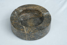 Load image into Gallery viewer, Polished Stone Ashtray Fossil Marble Round Mid Century Style Heavy Stone Dish
