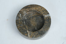 Load image into Gallery viewer, Polished Stone Ashtray Fossil Marble Round Mid Century Style Heavy Stone Dish

