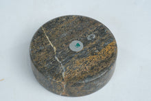Load image into Gallery viewer, Polished Stone Ashtray Fossil Marble Round Mid Century Style Heavy Stone Dish
