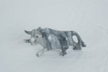Load image into Gallery viewer, Hand Carved Gray Marble Bull Figurine Stone Sculpture 6.5 Inch
