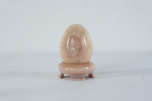 Load image into Gallery viewer, Polished Stone Egg Sculpture with Stand Pink and Purple Banded Mineral Decor
