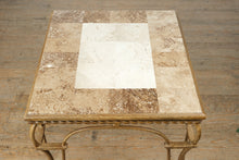 Load image into Gallery viewer, Stone Top Side Table with Wrought Iron Base

