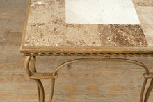 Load image into Gallery viewer, Stone Top Side Table with Wrought Iron Base
