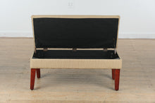 Load image into Gallery viewer, Striped Upholstered Storage Bench with Tapered Wood Legs
