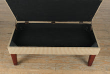 Load image into Gallery viewer, Striped Upholstered Storage Bench with Tapered Wood Legs
