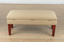 Load image into Gallery viewer, Striped Upholstered Storage Bench with Tapered Wood Legs
