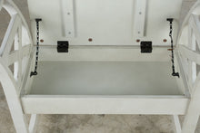 Load image into Gallery viewer, White Wood Storage Bench X Back Entryway Window Seat
