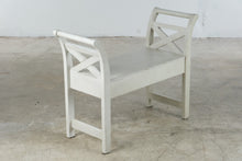 Load image into Gallery viewer, White Wood Storage Bench X Back Entryway Window Seat
