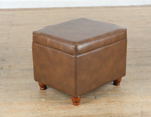 Load image into Gallery viewer, Brown Storage Cube Ottoman
