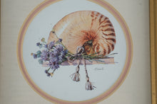 Load image into Gallery viewer, 🐚 Marilyn Simandle “Striped Shell &amp; Daisies” Framed Print – Vintage Coastal Wall Art

