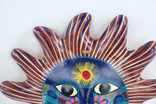 Load image into Gallery viewer, Mexican Folk Art Sun Face Wall Plaque Hand Painted Birds 10 Inch
