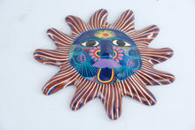 Load image into Gallery viewer, Mexican Folk Art Sun Face Wall Plaque Hand Painted Birds 10 Inch
