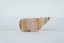 Load image into Gallery viewer, Stone Bear Fetish Carving Banded Calcite Animal Figurine Zuni Style
