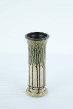 Load image into Gallery viewer, Art Pottery Tall Cylinder Vase Green Tree Bark Design 11 Inch Studio Ceramic
