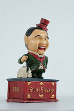 Load image into Gallery viewer, Cast Iron “Stump Speaker” Mechanical Bank – 10” Tall Collectible
