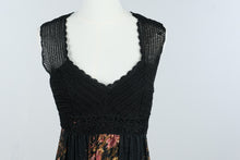 Load image into Gallery viewer, Sue Wong Black Silk Floral Crochet Lace Midi Dress Size 8
