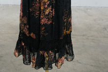 Load image into Gallery viewer, Sue Wong Black Silk Floral Crochet Lace Midi Dress Size 8
