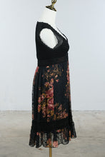 Load image into Gallery viewer, Sue Wong Black Silk Floral Crochet Lace Midi Dress Size 8
