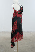 Load image into Gallery viewer, Sue Wong Nocturne Black Silk Red Lace Sequin Floral Dress Size 8
