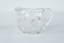 Load image into Gallery viewer, Vintage Cut Crystal Creamer Sugar Bowl Set Starburst Pattern
