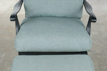 Load image into Gallery viewer, Summer Classics Black Cast Aluminum Outdoor Lounge Chair and Ottoman with Cushions
