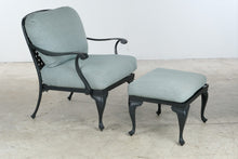 Load image into Gallery viewer, Summer Classics Black Cast Aluminum Outdoor Lounge Chair and Ottoman with Cushions
