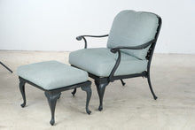 Load image into Gallery viewer, Summer Classics Black Cast Aluminum Outdoor Lounge Chair and Ottoman with Cushions
