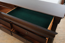 Load image into Gallery viewer, Sumter Furniture Dark Cherry Triple Dresser with Felt Lined Drawers
