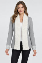Load image into Gallery viewer, Anthropologie Saturday Sunday Gray Faux Fur Open Front Cardigan Small
