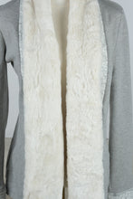 Load image into Gallery viewer, Anthropologie Saturday Sunday Gray Faux Fur Open Front Cardigan Small
