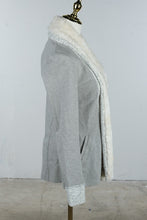 Load image into Gallery viewer, Anthropologie Saturday Sunday Gray Faux Fur Open Front Cardigan Small
