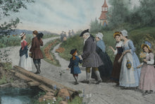 Load image into Gallery viewer, Sunday Morning in Sleepy Hollow by Jennie Brownscombe (After Etching by James S. King) – 43&quot; x 33.5&quot;
