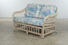 Load image into Gallery viewer, Vintage Rattan Four-Piece Living Room Set with Floral Upholstery and Glass Tables
