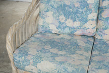Load image into Gallery viewer, Vintage Rattan Four-Piece Living Room Set with Floral Upholstery and Glass Tables
