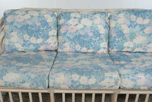 Load image into Gallery viewer, Vintage Rattan Four-Piece Living Room Set with Floral Upholstery and Glass Tables
