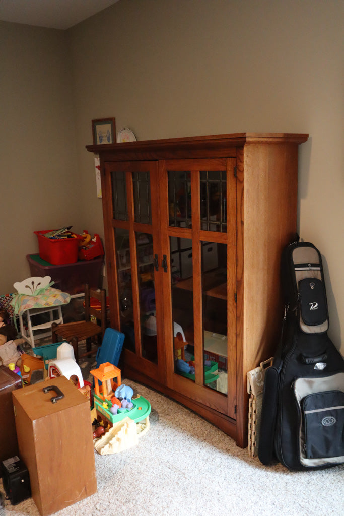 Mission-Style Oak Glass Door Bookcase
