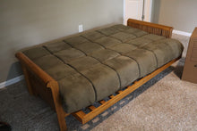 Load image into Gallery viewer, Mission-Style Oak Futon Sofa Bed – Excellent Condition

