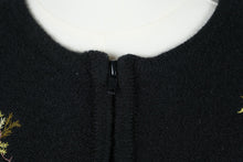 Load image into Gallery viewer, Vintage Susan Bristol 2001 Black Hand Embroidered Floral Wool Cardigan Small
