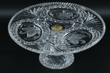Load image into Gallery viewer, Hofbauer Byrdes Collection Cut Crystal Swan Pedestal Cake Plate • 12" Round x 5.5" Tall • Vintage German Crystal
