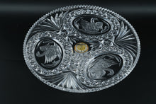 Load image into Gallery viewer, Hofbauer Byrdes Collection Cut Crystal Swan Pedestal Cake Plate • 12" Round x 5.5" Tall • Vintage German Crystal
