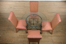 Load image into Gallery viewer, 42&quot; Round Glass Top Dining Set with Swan Base and 4 Parsons Chairs
