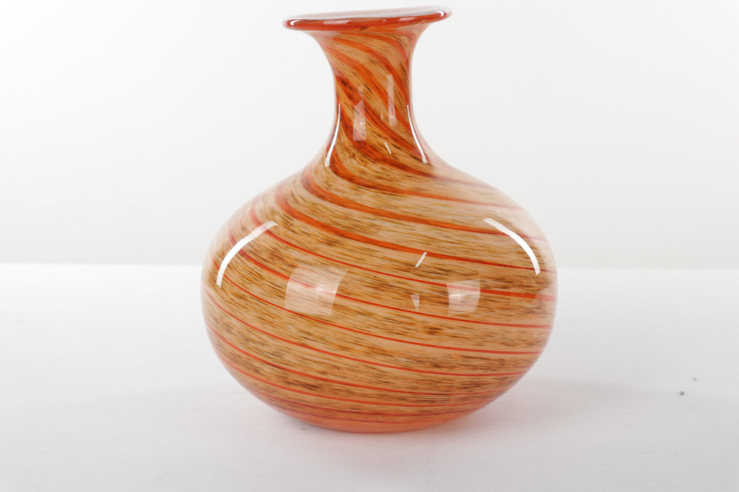 Swirled Orange Blown Glass Vase