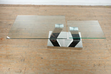 Load image into Gallery viewer, Modern Rotating Tempered Glass Coffee Table with Polished Stainless Steel Base
